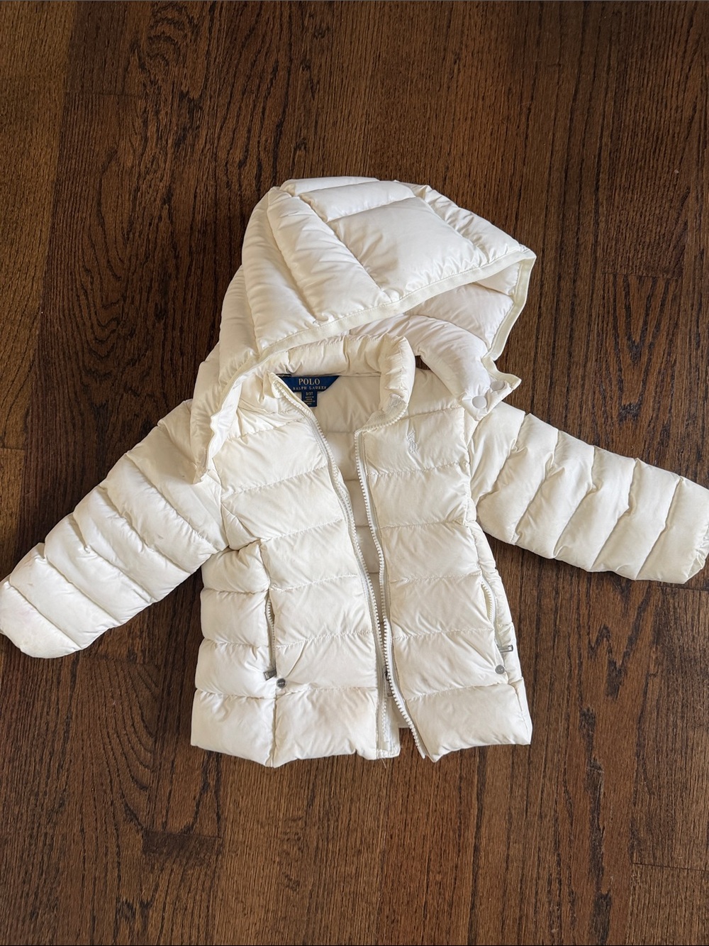 Polo by Ralph Lauren Cream Puffer Jacket with Hood - Kids